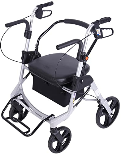 Rollstuhlgeher, Rollatoren 4 Rad mit Klappsitz, 2 in 1 Rollator Geher & Rollstuhl, Rollator mit Sitz und Korb