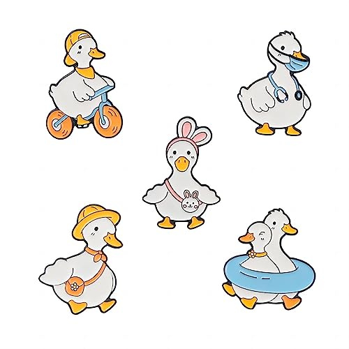 Niedliches Emaille-Anstecknadel-Set – Cartoon-Katze, Frosch, Hund, Ente, Broschen für Rucksack, Hut, Tasche, Geschenke für Freunde und Familie, Small, Legierung, Emaille, Kein Edelstein