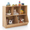 COSTWAY 5-Cubby Kids Toy Storage Organizer, Wooden Children Bookcase with Anti-Tipping Kits, Open Toy Shelf Storage Cabinet for Playroom Kids Room School (Natural)