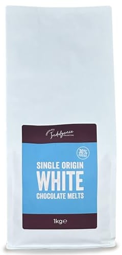 Indulgence Collection White Chocolate Melts, 1kg - 30% Cocoa Hot Chococolates Buttons for Quick and Luxurious Choco Drink - Single Origin, Resealable Bag