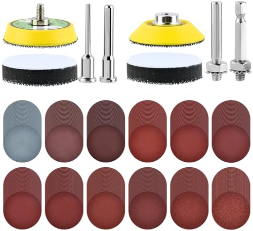 BATINO 240Pcs 2inch Sanding Discs Hook and Loop Assorted Grit Sandpaper with 2Pcs 1/8&1/4 Shank Backer Plate, Sanding Pads Includes 80-3000 Grit for Angle Grinder Rotary Tools