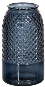 BigBuy Home Blaue Vase aus recyceltem Glas, 15 x 15 x 28 cm