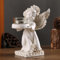 Engel Kerzenständer Daity Vintage Engel Kerzenhalter Harzornamente Teelichthalter Mini Statue Deko für Weihnachtsdeko Adventskerzenhalter (Weiß 2)