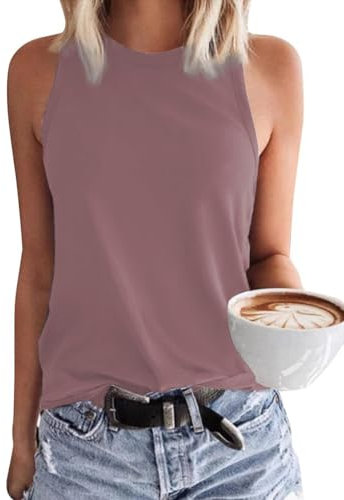 Tanmolo Damen Tank Top Ärmellos Oberteile Sommer Tanktops Blusentop Strand Sexy Vest Top Bluse Rosenholz, M