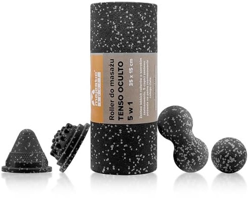 Majesatic Sport Tenso Oculto, Faszienrollen 5-teilig Set für die Selbstmassage, Faszienrolle 35 x 15 cm, Duoball, Lacrosse, Triggerpunkt-Massagegerät, Triggerpunkt Drücker, Faszien-Tools.