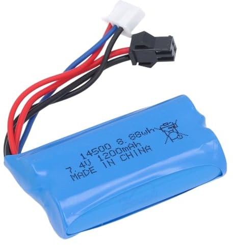 Alomejor 7.4V Lipo Battery, 1200mAh Lithium Battery 5C Rate with SM Black Plug For Electric Toys