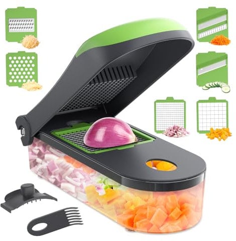 Ibergrif M521 Vegetable Chopper 6 in 1, Salad Potato Onion Chopper Multi-Functional, BPA Free, Dishwasher Safe, 1200ml, French Fry Potato, Vegetable Cutter Slam Chop for Vegetables Fruit