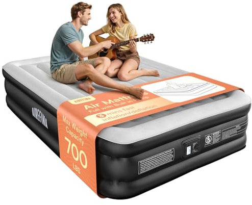 Airefina Inflatable Air Mattress, Double Airbed with Built-in Electric Pump, Blow Up Mattress In 3 Mins Fast Inflation, Type-0 Technology, Portable Air Bed for Home Camping, 190x137x46cm