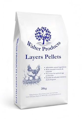 Walter Products Layers Pellets 20kg Bag, High Protein Chicken, Duck & Bird Feed - Complete Feed for Healthy Egg Production, Muscle, Tissue and Feather Development