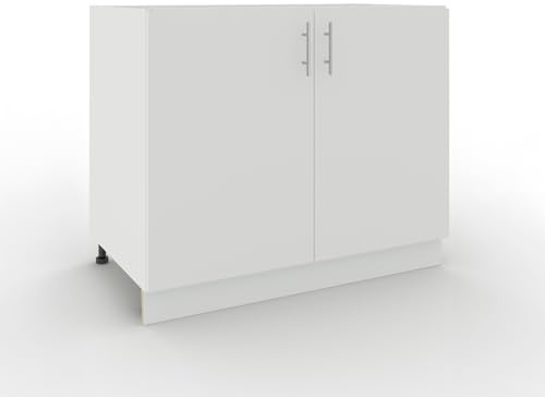 JD Greta Adjustable Kitchen Sink Base Unit - 1000mm - Sink Cabinet with Doors (No Worktop) - White Matt