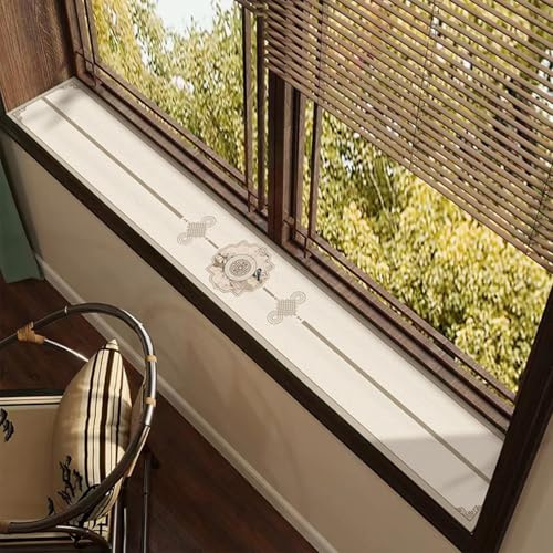 HGFVNFVKHA Fensterbankschutzmatte, Fensterbankmatte aus Leder, wasserdicht, rutschfest, leicht zu reinigen, Fensterbankkissen für Fenster, Erkerfenster, Leseecken(D,5.9x59in)