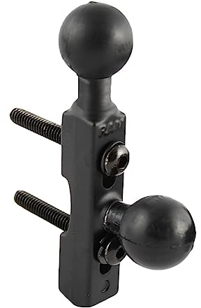 RAM Motorcycle Handlebar Base with Two 1 Balls for Monitors, VESA 75mm x 75mm Pattern, Adjustable, Secure Mount, Black