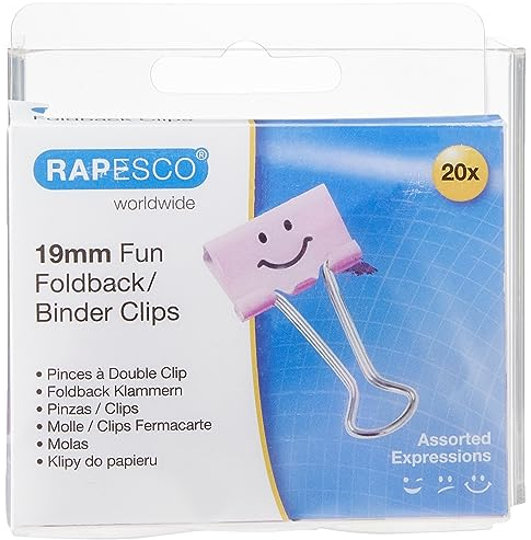 Rapesco 1349 19mm Lustig Foldback Klammern, Rosa, 20 Stück
