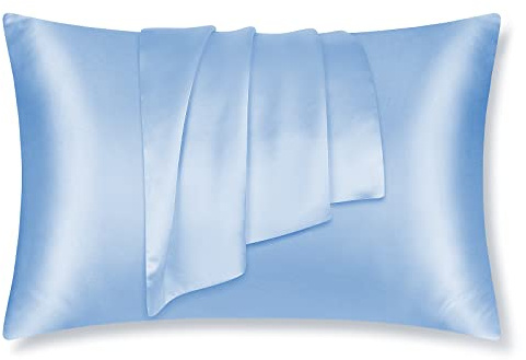 LULUSILK 100% Seide Kissenbezug Haar- und Hautpflege Kissenhülle knitterarm 1 Stück Kissenbezug Seide 40x60cm Hellblau