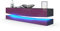 Vladon Lowboard City, Made in Germany, TV-Kommode mit Sockelelement, 1 offenem Fach und 3 Schubkästen, Schwarz matt/Brombeer Hochglanz, inkl. LED-Beleuchtung (178 x variabel x 39 cm)