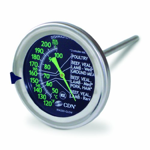 CDN IRM200-Glow ProAccurate Meat/Poultry Ovenproof Thermometer, Stainless, Black