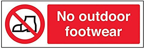 vsafety 58015 ax-r Panneau sans eau extérieur Chaussures « L'Interdiction, en plastique rigide, paysage, 300 mm x 100 mm, noir/rouge