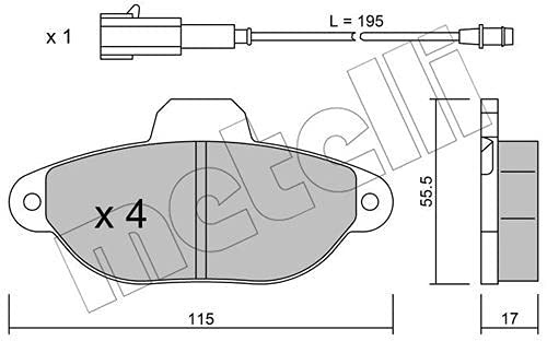metelligroup 22-0159-2 Bremsbeläge, Made in Italy, Ersatzteile für Autos, ECE R90-zertifiziert, Kupferfrei