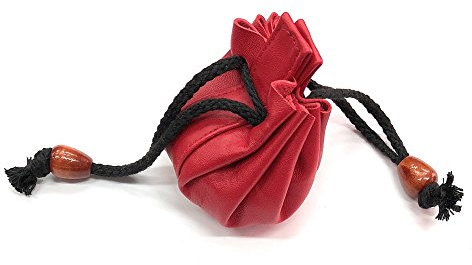 LOLUNA® Porte Monnaie Femme Cuir - Bourse Ficelle Facile à Ouvrir et à Fermer - spacieux pour Argent et jeton - se Glisse dans la Poche ou Veste - idée Cadeau (Rouge)