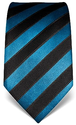 Vincenzo Boretti Herren Krawatte reine Seide gestreift edel Männer-Design zum Hemd mit Anzug für Business Hochzeit 8 cm schmal/breit petrol