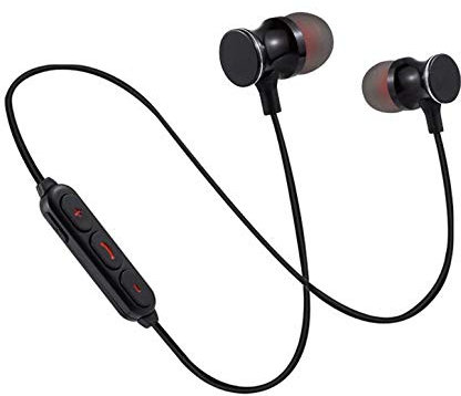 Auriculares Bluetooth Metal para iPhone XS Smartphone inalámbrico Control Remoto Sonido Manos Libres intraauriculares universales (Negro)