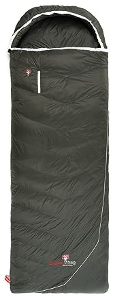 Grüezi bag Biopod DownWool Summer Comfort Rechts Sommer Deckenschlafsack, 225x80cm, bis Körpergröße 193cm, Tkomf 8°C/Tlim 4°C, Packmaß Ø 19 x 19cm
