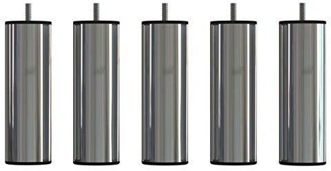 MEGALUXFRANCE 5 Pieds de lit, Sommier Tapissier INOX Chromé 150 mm ø 51 mm, Vis M8 à Visser