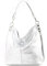 modamoda de - T177 - ital. Damen Schultertasche aus Leder, Farbe:Silber