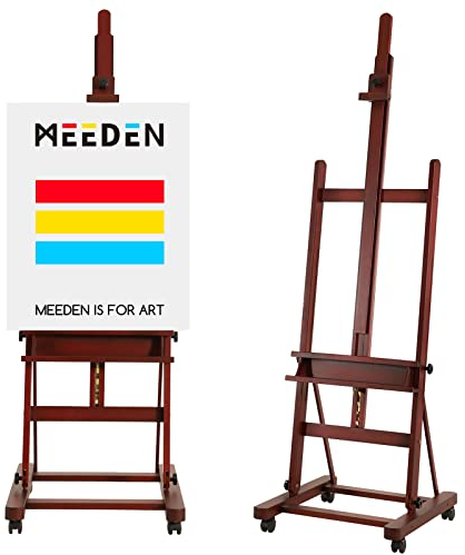 MEEDEN Künstler große Staffelei, Verstellbare Malstaffelei aus Buchenholz, Studio-Staffelei mit H-Rahmen zum Malen, Bewegliche für Erwachsene, Studenten und Anfänger, hält Leinwand bis zu 233.7cm