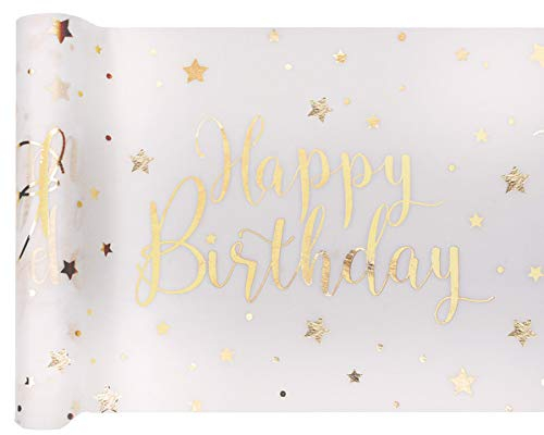 Santex Happy Birthday Tischläufer Weißgold 1 Stück