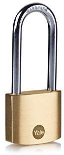 Yale Y110B/40/152/1/B Standardschutz - Messing-Vorhängeschloss 40 mm - Langer Bügel - Gehärteter Stahlbügel - Doppelverriegelung - 3 Schlüssel