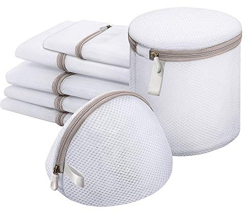 Sacchetti Rete da Biancheria，Set di 7 Sacchetti per Lavatrice Sacchetti Lavatrice Borsa con Zip per Varie Misure Vestiti Lingerie Camicie