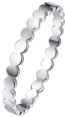 BONLAVIE Solid 925 Sterling Silber Ringe Klassische Mode Einfache Schnur Runder Perlenring Stapelbar Dünnband Schmuck Größe 59