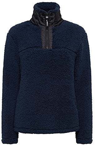 OXMO Elina Troyer Sweatshirt Herren Pullover Sweater mit Teddy Fell mit Stehkragen, Größe:XL, Farbe:Total Eclipse (194010)