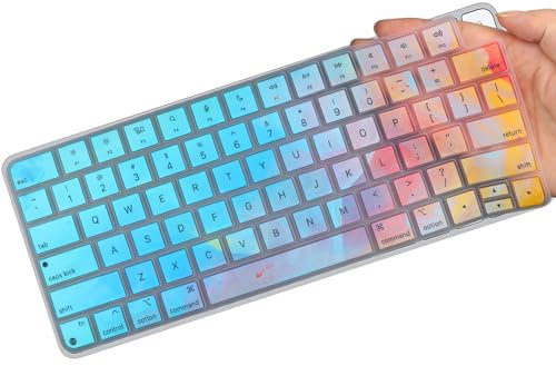 Housse de clavier colorée pour Apple iMac 2023 et 2021 61 cm, puce M3/puce M1 avec Touch ID, revêtement de clavier ultra fin pour iMac 24 2024, 2023, 2022, 2021, modèle A2449
