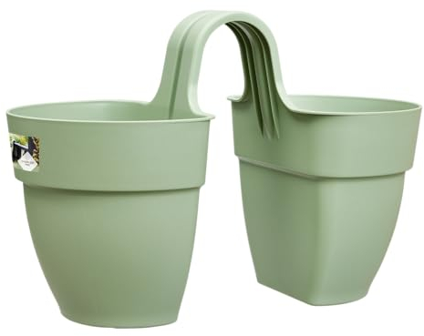 Elho Vibia Campana Flower Twin 21 - Planteur pour Balcon & Extérieur - Ø 20.5 x H 26.5 cm - Vert/Vert Pistache