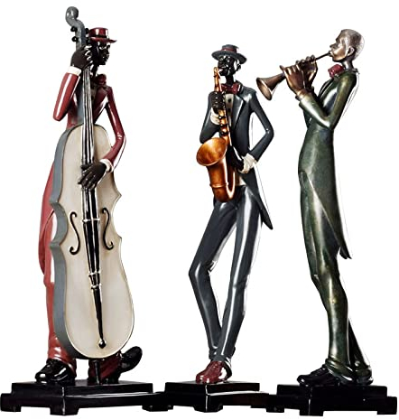 luckxuan Statua Decorazione della casa Jazz Man Uomo Figurina Scultura Ornamenti for mobili da Vino Decorazione della casa Accessori Scultura