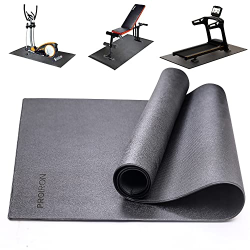 PROIRON Bodenschutzmatte Fitnessgerät, Bodenschutzmatte Fitness 5mm Dicke, Laufband Matte Schutzmatten, Matten Fitnessraum Bodenmatte Unterlegmatte für Crosstrainer - auch als Yoga Matte Grau