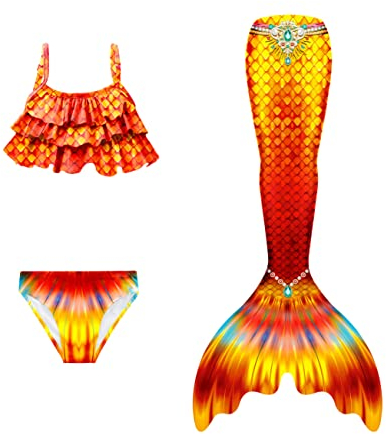shepretty Meerjungfrau Schwanz mit Bikini-Set für Mädchen Schwimmen Kostüme Cosplay,wpM5,140