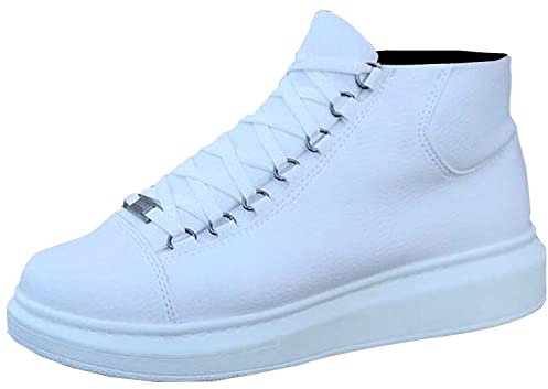 Solaress 258 Leder Herren Sneaker, High-Top Alltagsschuhe für Männer (Weiß, eu_Footwear_Size_System, Numeric_44)