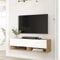 Meuble TV à Porte Meuble de Rangement Design pour Salon avec 2 Espaces de Stockage Panneau de Particules Mélaminé 30 x 100 x 32 cm Effet Chêne Rustique Blanc