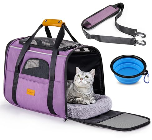 Morpilot Faltbare Hundetragetasche Katzentragetasche, Haustiertragetasche, Transporttasche Transportbox Polyestertuch, mit Schultergurt und Faltbare Hundenapf für Hunden oder Katzen
