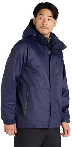 Mountain Warehouse Bracken Extreme Mens 3 in 1 Jacket | Adjustable & Lightweight Waterproof Rain Coat with Detachable Hood, Comfy Inner Fleece with Pockets, For Changeable Weather