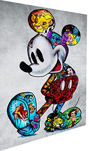 Magic Canvas Art - Bilder Micky Maus Figuren Pop Art Leinwandbild 1- teilig Hochwertiger Kunstdruck Wandbilder – B8336, Material: Poster ungerahmt, Größe: 80x60 cm, Weiß