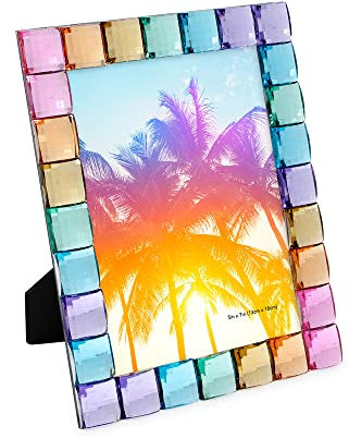 Isaac Jacobs Dekorativer funkelnder Schmuck-Bilderrahmen, Foto-Display und Wohnkultur (12,7 x 17,8 cm, Regenbogen)