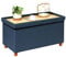 Bonlife Footstool for Living Room,Blue Ottoman Storage Box with Tray,Folding Ottoman Coffee Table with Storag,76x38x38cm