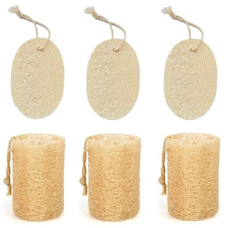Youery Lufa Natural Esponja, 6 Piezas Luffa Loofah Scrubber Esponja de Baño Exfoliante para Cuidado del Cuerpo, Esponja de Lufa Loofah Sponge para Lavar Platos, Limpieza de Cocina y Duchas de Baño