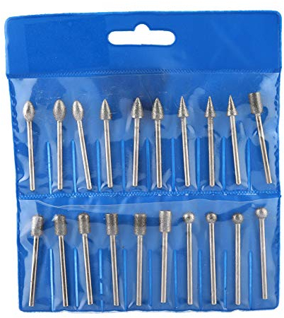 Diamant-Schleiffräser-Bit-Set, 20-teiliges Steinschnitz-Set, Diamant-Fräser-Set, Rotationswerkzeug-Zubehör mit 3 Mm/0,1 Zoll Schaft Zum Schnitzen von Poliersteinen, Keramik,