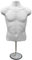 Display Guru Male Hanging Mannequin Half Body Form 3 Quarter Shop Bust Display With Round Stand (White)