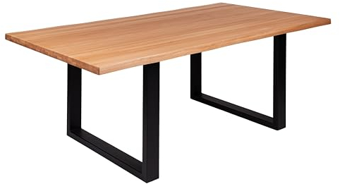 Krok Wood Esstisch Dublin aus Massivholz mit Metallbeine (Buche, 180 x 90 x 75 cm)